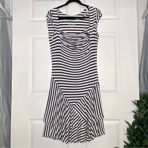 Soft Surroundings Navy & White Striped Cap Sleeve Dress Size Small